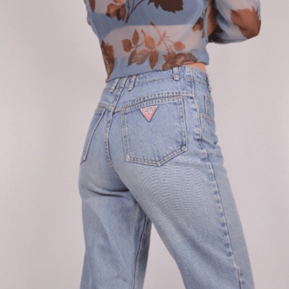 Vintage Denim - Vintage Guess Jeans True Vintage Light Blue Tapered Mid Rise Distressed Mom Jean